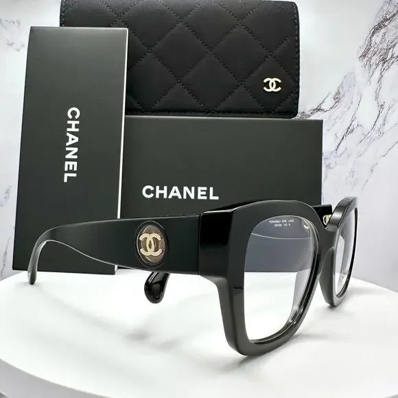 New CHANEL Eyeglasses 53mm Glasses Butterfly Gold CC Womens - Picture 2 of 16